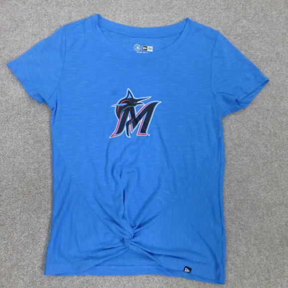 Miami Marlins New Era Front Twist Top T-Shirt **STAIN BY LOGO** - Picture 13 of 14
